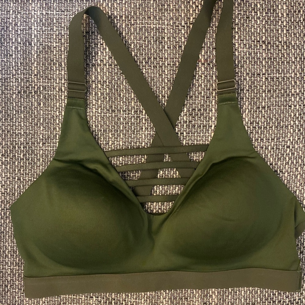 Army Green Victoria Secret Sports Bra. Size: 36B